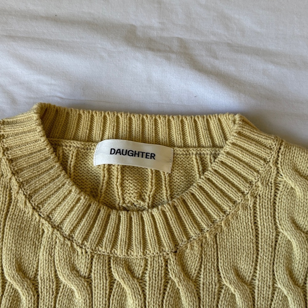 Daughter Classic Cream Cable Knit Crewneck Sweater - Picture 6 of 13
